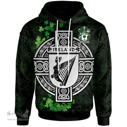 ScotsTee Shop Irish Connor or O'Connor (Don) Coat of Arms Irish Hoodie Celtic Ireland Coat Of Arms Badge Pewter Harp Pin