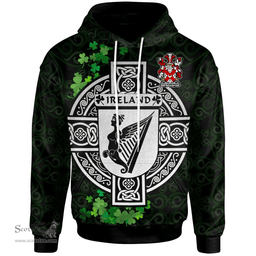 ScotsTee Shop Irish Fitz-Edmonds Coat of Arms Irish Hoodie Celtic Ireland Coat Of Arms Badge Pewter Harp Pin