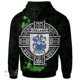 ScotsTee Shop Irish Cotter or MacCotter Coat of Arms Irish Hoodie Celtic Ireland Coat Of Arms Badge Pewter Harp Pin