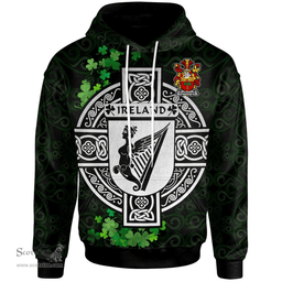ScotsTee Shop Irish Burroughs Coat of Arms Irish Hoodie Celtic Ireland Coat Of Arms Badge Pewter Harp Pin