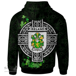 ScotsTee Shop Irish Farrell or O'Ferrell Coat of Arms Irish Hoodie Celtic Ireland Coat Of Arms Badge Pewter Harp Pin