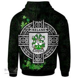 ScotsTee Shop Irish Donohue or O'Donohue Coat of Arms Irish Hoodie Celtic Ireland Coat Of Arms Badge Pewter Harp Pin