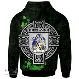 ScotsTee Shop Irish Campbell Coat of Arms Irish Hoodie Celtic Ireland Coat Of Arms Badge Pewter Harp Pin