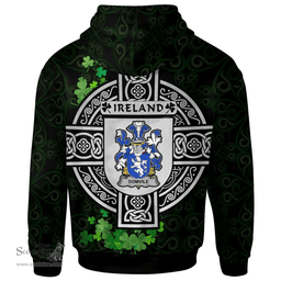 ScotsTee Shop Irish Domvile Coat of Arms Irish Hoodie Celtic Ireland Coat Of Arms Badge Pewter Harp Pin