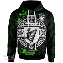 ScotsTee Shop Irish Dea or O'Dea Coat of Arms Irish Hoodie Celtic Ireland Coat Of Arms Badge Pewter Harp Pin
