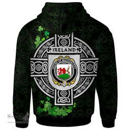 ScotsTee Shop Irish House of MACDONLEVY Coat of Arms Irish Hoodie Celtic Ireland Coat Of Arms Badge Pewter Harp Pin