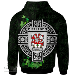 ScotsTee Shop Irish Hegarty or O'Hagerty Coat of Arms Irish Hoodie Celtic Ireland Coat Of Arms Badge Pewter Harp Pin