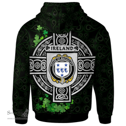 ScotsTee Shop Irish House of MACAULIFFE Coat of Arms Irish Hoodie Celtic Ireland Coat Of Arms Badge Pewter Harp Pin