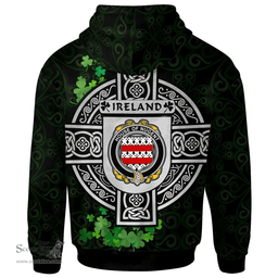 ScotsTee Shop Irish House of NUGENT Coat of Arms Irish Hoodie Celtic Ireland Coat Of Arms Badge Pewter Harp Pin