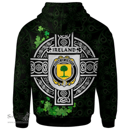 ScotsTee Shop Irish House of O'BOYLE Coat of Arms Irish Hoodie Celtic Ireland Coat Of Arms Badge Pewter Harp Pin