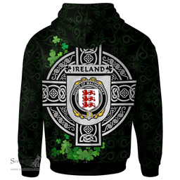 ScotsTee Shop Irish House of MACiNERNEY Coat of Arms Irish Hoodie Celtic Ireland Coat Of Arms Badge Pewter Harp Pin
