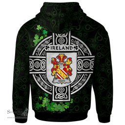 ScotsTee Shop Irish Heath Coat of Arms Irish Hoodie Celtic Ireland Coat Of Arms Badge Pewter Harp Pin