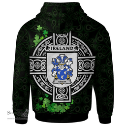 ScotsTee Shop Irish Gibson Coat of Arms Irish Hoodie Celtic Ireland Coat Of Arms Badge Pewter Harp Pin