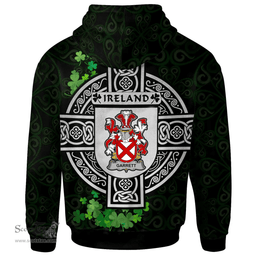 ScotsTee Shop Irish Garrett Coat of Arms Irish Hoodie Celtic Ireland Coat Of Arms Badge Pewter Harp Pin