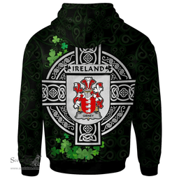 ScotsTee Shop Irish Gibney or O'Gibney Coat of Arms Irish Hoodie Celtic Ireland Coat Of Arms Badge Pewter Harp Pin