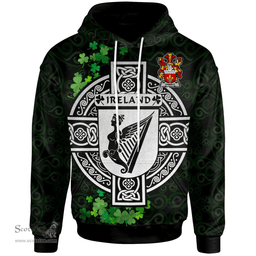 ScotsTee Shop Irish Gamble Coat of Arms Irish Hoodie Celtic Ireland Coat Of Arms Badge Pewter Harp Pin
