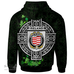 ScotsTee Shop Irish House of BARRETT Coat of Arms Irish Hoodie Celtic Ireland Coat Of Arms Badge Pewter Harp Pin