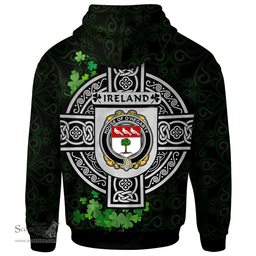 ScotsTee Shop Irish House of O'HEGARTY Coat of Arms Irish Hoodie Celtic Ireland Coat Of Arms Badge Pewter Harp Pin