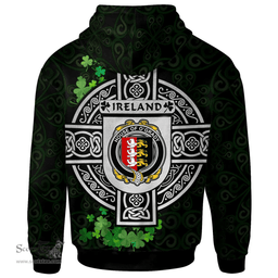 ScotsTee Shop Irish House of O'GRADY Coat of Arms Irish Hoodie Celtic Ireland Coat Of Arms Badge Pewter Harp Pin