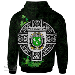 ScotsTee Shop Irish House of AHEARNE (Aherne) Coat of Arms Irish Hoodie Celtic Ireland Coat Of Arms Badge Pewter Harp Pin