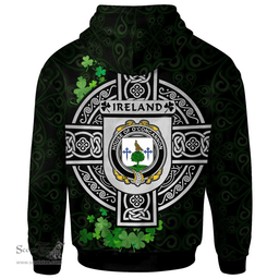 ScotsTee Shop Irish House of O'CONCANNON Coat of Arms Irish Hoodie Celtic Ireland Coat Of Arms Badge Pewter Harp Pin