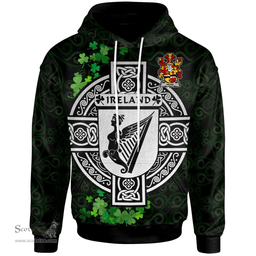 ScotsTee Shop Irish Hicks Coat of Arms Irish Hoodie Celtic Ireland Coat Of Arms Badge Pewter Harp Pin