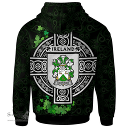 ScotsTee Shop Irish HawkinsIII Coat of Arms Irish Hoodie Celtic Ireland Coat Of Arms Badge Pewter Harp Pin