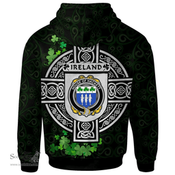 ScotsTee Shop Irish House of HACKETT Coat of Arms Irish Hoodie Celtic Ireland Coat Of Arms Badge Pewter Harp Pin