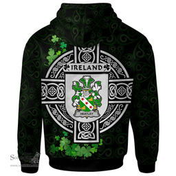 ScotsTee Shop Irish Heatley Coat of Arms Irish Hoodie Celtic Ireland Coat Of Arms Badge Pewter Harp Pin
