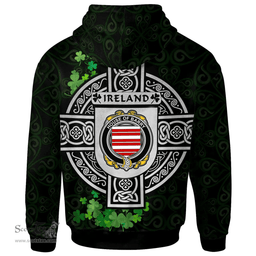 ScotsTee Shop Irish House of BARRY Coat of Arms Irish Hoodie Celtic Ireland Coat Of Arms Badge Pewter Harp Pin