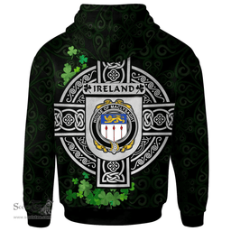 ScotsTee Shop Irish House of MACLYSAGHT Coat of Arms Irish Hoodie Celtic Ireland Coat Of Arms Badge Pewter Harp Pin