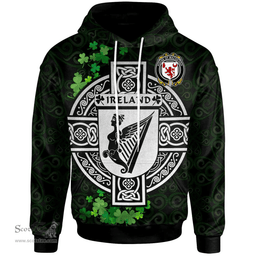 ScotsTee Shop Irish House of MACKEOGH Coat of Arms Irish Hoodie Celtic Ireland Coat Of Arms Badge Pewter Harp Pin