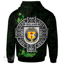 ScotsTee Shop Irish House of O'DONNELL Coat of Arms Irish Hoodie Celtic Ireland Coat Of Arms Badge Pewter Harp Pin