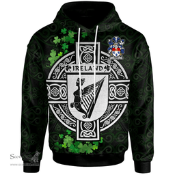 ScotsTee Shop Irish Gara or O'Gara Coat of Arms Irish Hoodie Celtic Ireland Coat Of Arms Badge Pewter Harp Pin