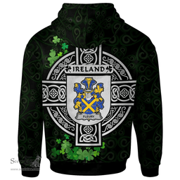 ScotsTee Shop Irish Fleury Coat of Arms Irish Hoodie Celtic Ireland Coat Of Arms Badge Pewter Harp Pin