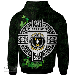 ScotsTee Shop Irish House of MANGAN Coat of Arms Irish Hoodie Celtic Ireland Coat Of Arms Badge Pewter Harp Pin