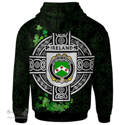 ScotsTee Shop Irish House of O'KIERAN Coat of Arms Irish Hoodie Celtic Ireland Coat Of Arms Badge Pewter Harp Pin