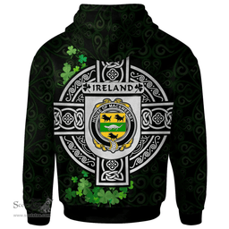 ScotsTee Shop Irish House of MACSWEENEY Coat of Arms Irish Hoodie Celtic Ireland Coat Of Arms Badge Pewter Harp Pin