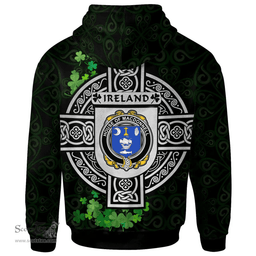 ScotsTee Shop Irish House of MACDONNELL (Clare and Connacht) Coat of Arms Irish Hoodie Celtic Ireland Coat Of Arms Badge Pewter Harp Pin