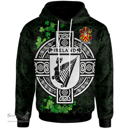 ScotsTee Shop Irish Hamline Coat of Arms Irish Hoodie Celtic Ireland Coat Of Arms Badge Pewter Harp Pin