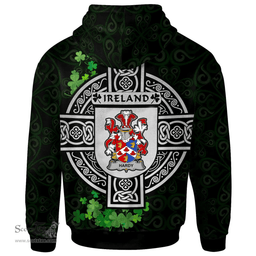 ScotsTee Shop Irish Hardy Coat of Arms Irish Hoodie Celtic Ireland Coat Of Arms Badge Pewter Harp Pin