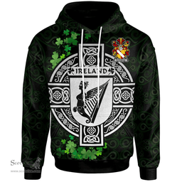 ScotsTee Shop Irish Fitz-Nicol Coat of Arms Irish Hoodie Celtic Ireland Coat Of Arms Badge Pewter Harp Pin