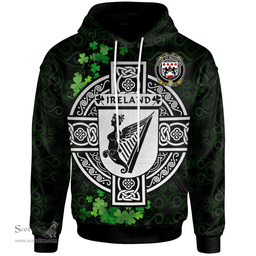 ScotsTee Shop Irish House of MACKEOWN Coat of Arms Irish Hoodie Celtic Ireland Coat Of Arms Badge Pewter Harp Pin