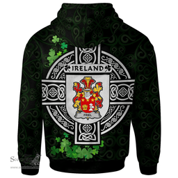 ScotsTee Shop Irish Friel or O'Friel Coat of Arms Irish Hoodie Celtic Ireland Coat Of Arms Badge Pewter Harp Pin