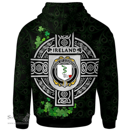 ScotsTee Shop Irish House of O'DONOVAN Coat of Arms Irish Hoodie Celtic Ireland Coat Of Arms Badge Pewter Harp Pin