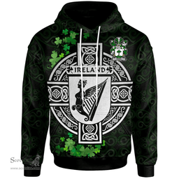 ScotsTee Shop Irish Going Coat of Arms Irish Hoodie Celtic Ireland Coat Of Arms Badge Pewter Harp Pin