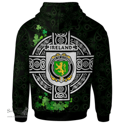 ScotsTee Shop Irish House of O'CONNOR (Kerry) Coat of Arms Irish Hoodie Celtic Ireland Coat Of Arms Badge Pewter Harp Pin