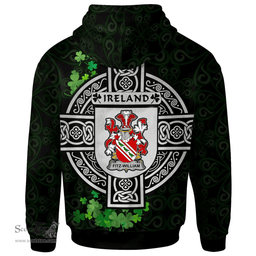 ScotsTee Shop Irish Fitz-William Coat of Arms Irish Hoodie Celtic Ireland Coat Of Arms Badge Pewter Harp Pin