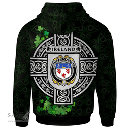 ScotsTee Shop Irish House of O'KEARNEY Coat of Arms Irish Hoodie Celtic Ireland Coat Of Arms Badge Pewter Harp Pin