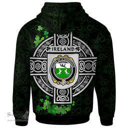 ScotsTee Shop Irish House of O'DONOGHUE Coat of Arms Irish Hoodie Celtic Ireland Coat Of Arms Badge Pewter Harp Pin